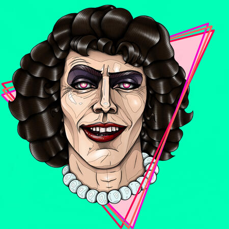 A digital illustration of Tim Curry as Dr. Frank-N-Furter. Drawn in the Neo-Traditional Style.