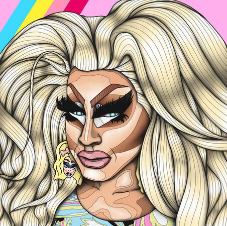 A digital illustration of Trixie Mattel, drawn in the Neo-Traditional style.